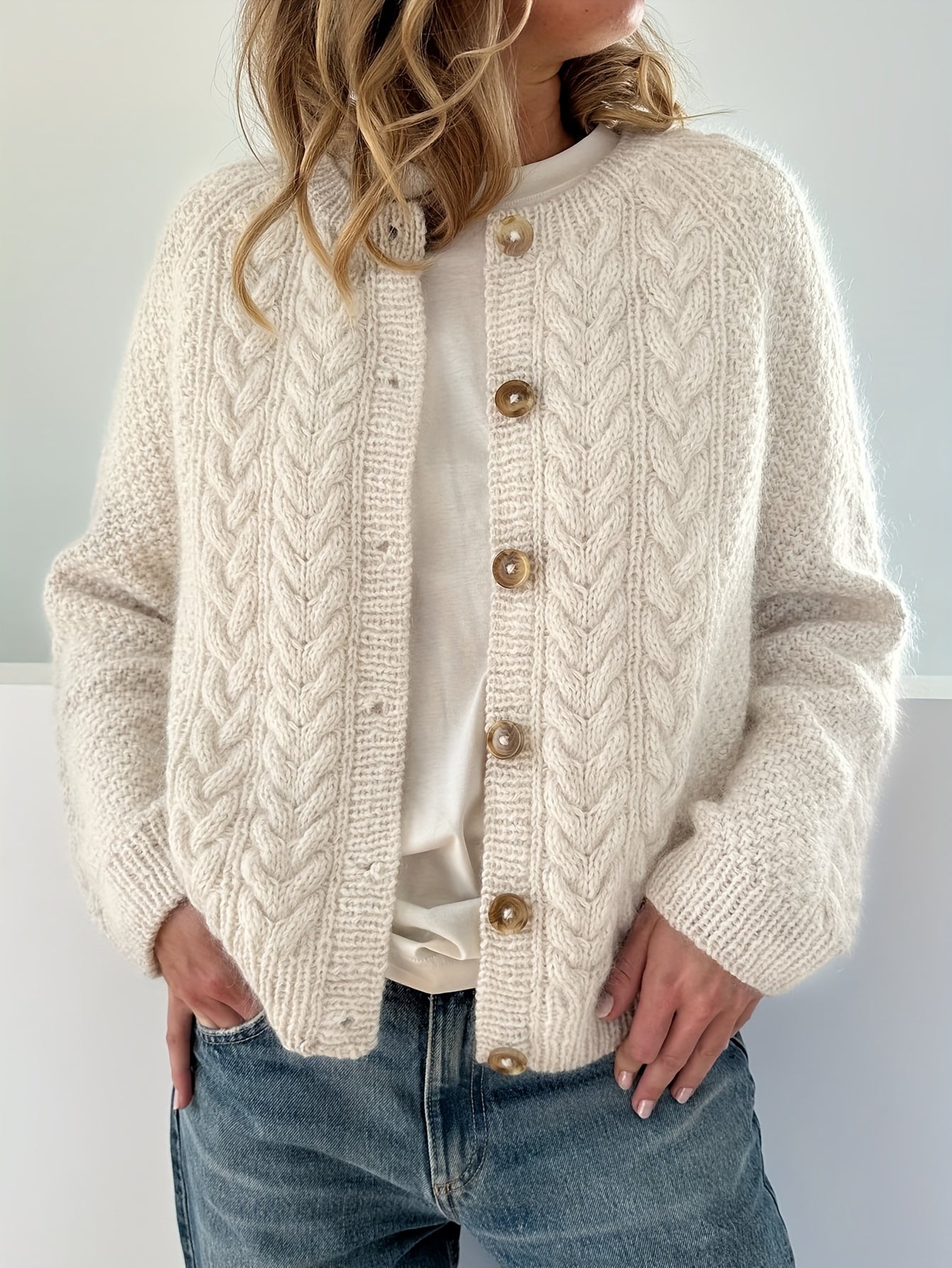 AMETHYST - CHIC BRAIDED STITCH CARDIGAN