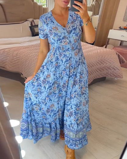 BRIAR - BOTANICAL V-NECK DRESS