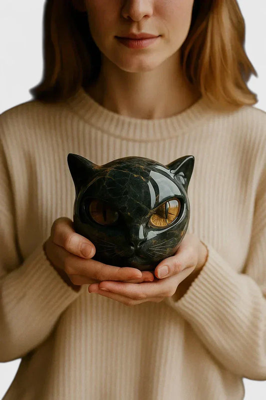 Lyzandra | Mystic Black Cat Head Sculpture