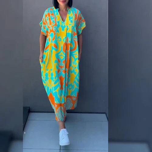 BEAUTY - TIMELESS ELEGANT DRESS WITH PRINT