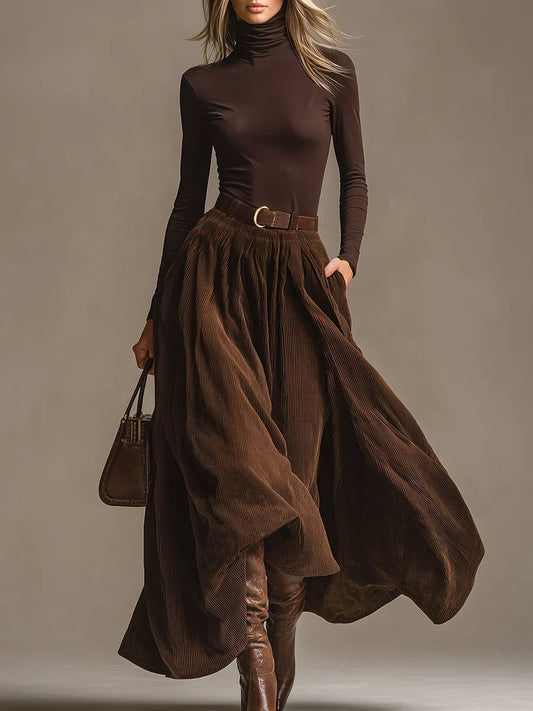 Aveline Two-Piece Set (Turtleneck & Maxi Skirt)